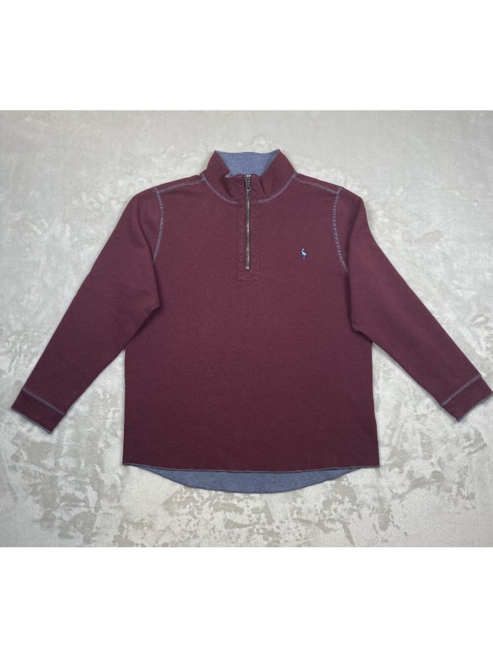 TailorByrd Mens Burgundy 1/4 Zip Pullover Sweatshirt Size Large Cotton Blend
